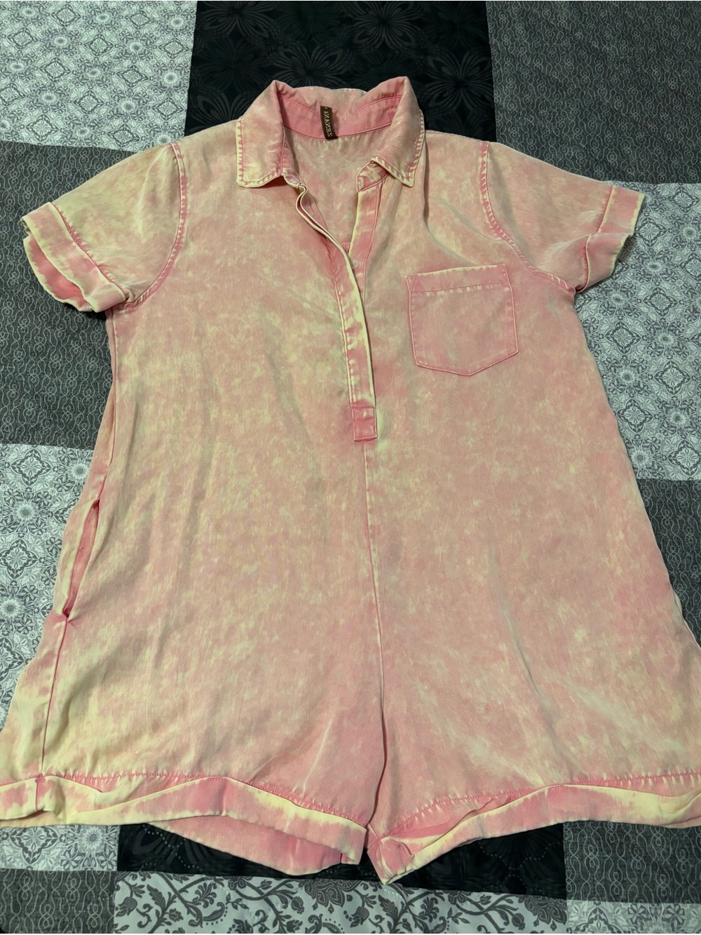 Zenana Pink Washed Short Sleeve Romper